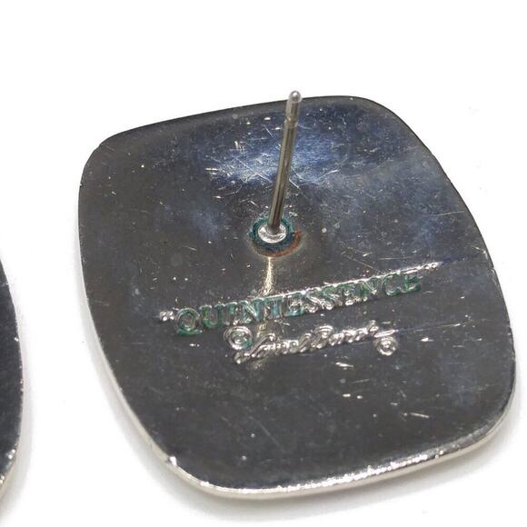 Vintage Laurel Burch "Quintessence" Geometric Earrings, Rhodium Plated, 1 1/8" - Picture 6 of 10